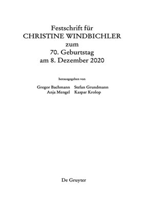 cover image of Festschrift für Christine Windbichler zum 70. Geburtstag am 8. Dezember 2020